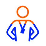 Orange and blue coach artwork icon