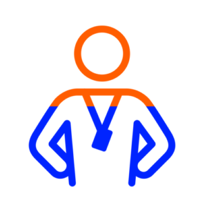 Orange and blue coach artwork icon